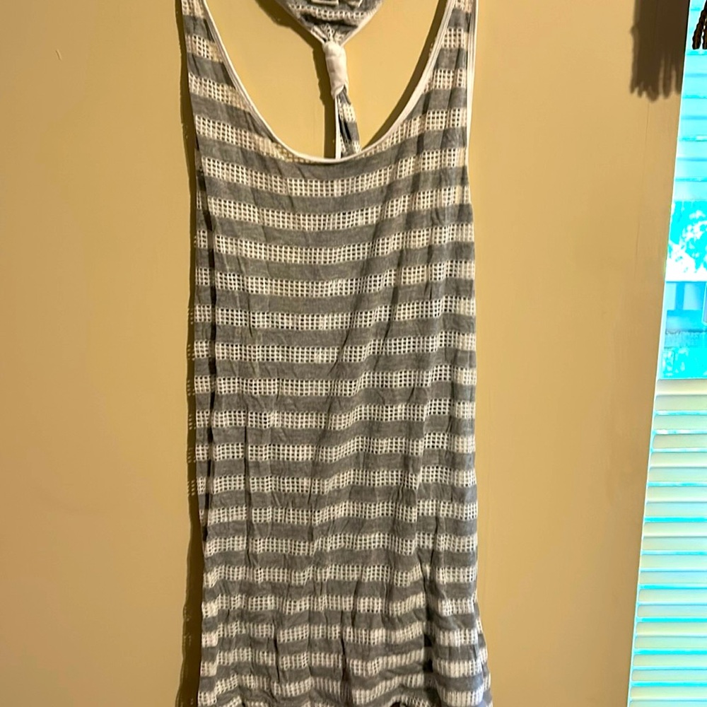 Xl gray and white back strap net dress nice for summer